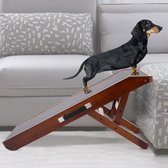 Hondenloopplank- Hondentrap voor grote en kleine honden PriorPet - Instelbaar 18 tot 53 cm - Voor Bed en Bank - Berkenhout - Landingsplatform sluit naadloos aan - Loopplank Hond Opvouwbaar - Walnoot