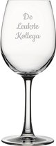 Gegraveerde witte wijnglas 36cl De Leukste Kollega