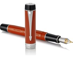 Parker Duofold Centennial vulpen | Classic Big Red Vintage | Medium puur gouden penpunt | Zwarte inkt en converter | Premium geschenkdoos