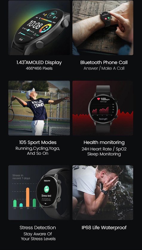 Xiaomi Haylou Solar Plus RT3 - LS16 - Smartwatch - AMOLED scherm - IP68  waterdicht - 7... | bol.com