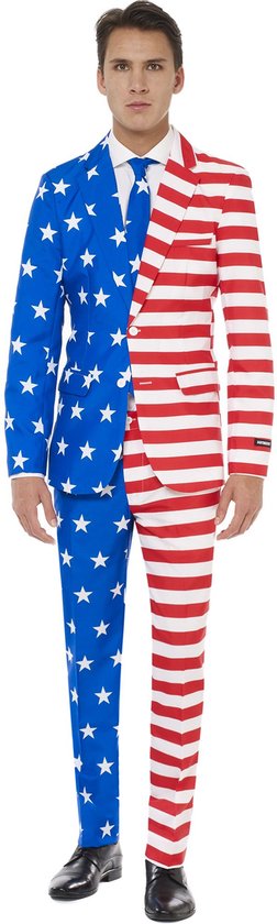 Suitmeister USA Flag - Heren Pak - Amerika Vlag Kostuum - Mix Kleur - Maat XL