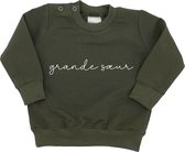 Sweater voor kind - Grande Soeur - Maat 92 - Groen - Big Sister - Ik word grote zus - Gezinsuitbreiding - Zwanger - Geboorte - Meisje - Trui - Peuter - Dreumes
