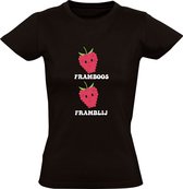 Framboos Framblij Dames T-shirt | eten | boos | blij | humeur | gevoel | grappig