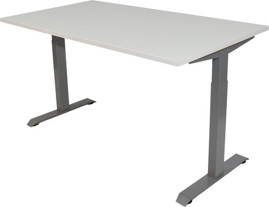 Office Hero® Cosmic - In hoogte verstelbaar bureau grijs frame - Game bureau - Computertafel - Werktafel - 100x80 - Wit