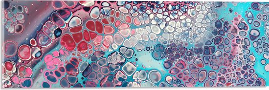 Acrylglas - Afbeelding van Allerlei Rondjes in het Blauw, Rood, Wit en Roze - 60x20 cm Foto op Acrylglas (Met Ophangsysteem)