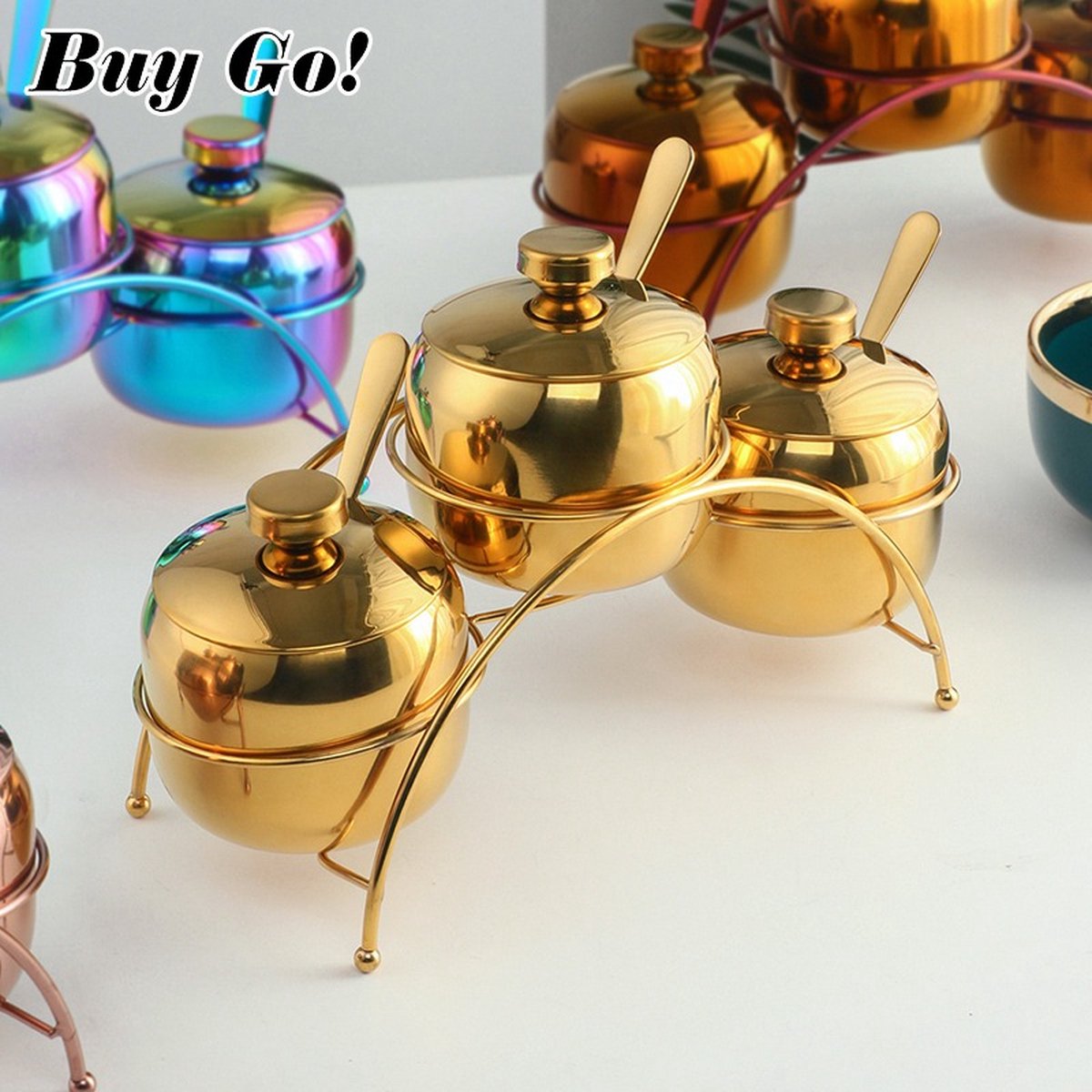 Bol à Sucre En Acier Inoxydable Doré De Luxe - Matériau 304