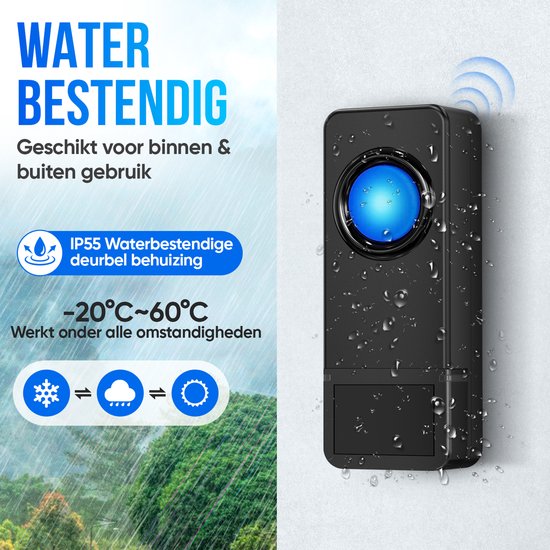 Strex Draadloze Deurbel met 2 Ontvangers Op Batterij - Plug & Play - 300 Meter - 4 Volume / 58 Melodieën - IP55 Waterdicht — afbeelding 4