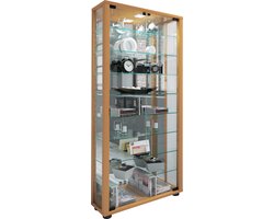 Houten vitrinekast Verzamelvitrine Staande vitrinekast Lumo Maxi spiegel