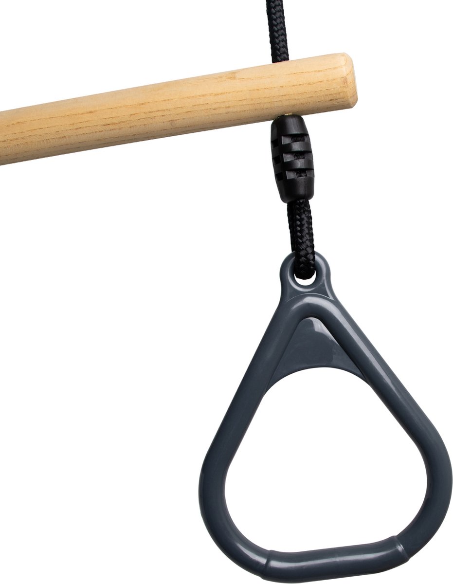 BOOST2 trapeze met Kunststof Ringen antraciet met zwart-touw voor schommel