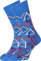 Happy Socks Geometric Sokken - Blauw/Rood/Wit - Maat 41-46