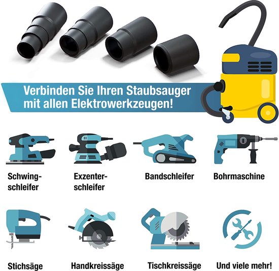 Plemont® Adapter [Set 2] voor Werkplaats Stofzuigers. Universele Slang Adapter voor Vermindering. Voor diverse machines. Verlager van Merkloos	 — afbeelding 3