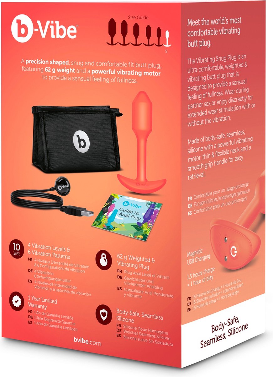 Goedkoopste B-Vibe - Vibrerende Snug Plug 1 (S) Oranje