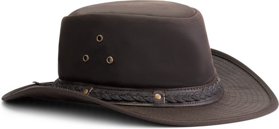 MGO Harper Hat Waxed Cotton - Hunter Hat - Cowboy Hat - Marron - Taille S