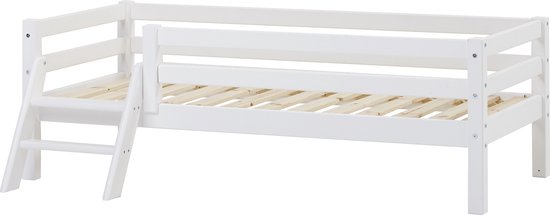 Lit Hoppekids ECO Dream Junior 70x160 cm avec échelle et barrière de lit, blanc.