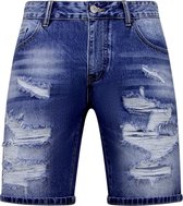 Korte Spijkerbroek Heren - Jeans Short Heren - Korte Broeken Heren Volwassenen - Korte Spijkerbroek met Gaten - Denim Short - 953NW - Blauw