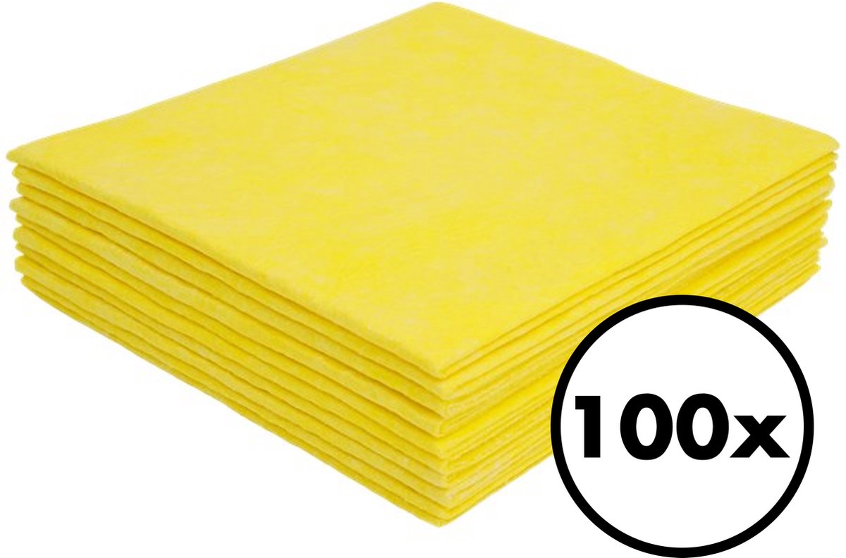 Goedkoopste Huishouddoekjes – 100 Stuks – 38 x 40 cm – Geel – Schoonmaakdoekjes – Gele Schoonmaak Doekjes – Schoonmaakdoeken – Schoonmaak – Schoonmaakspullen – Wasbaar – Huishouden Schoonmaken – Huishoudelijke Artikelen