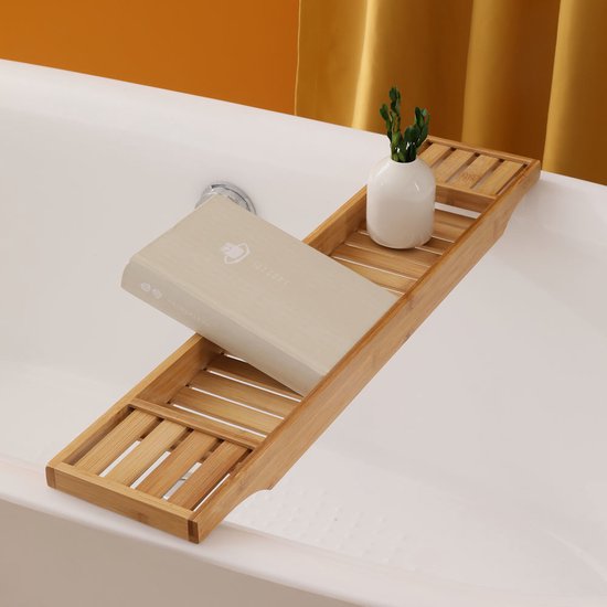 Decopatent® Badrekje voor over bad - 70 cm - Bamboe hout - Badrek - Badplank - Badbrug - Basic bad tafeltje voor in bad - Naturel