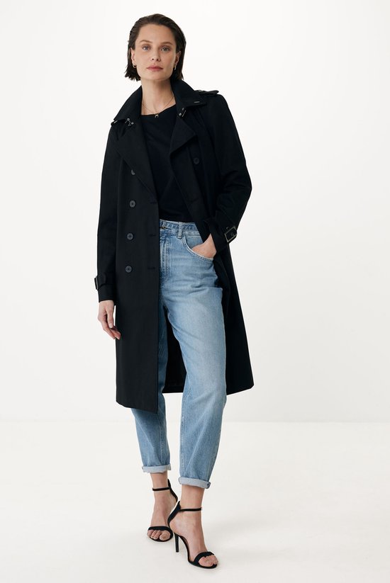 Mexx Double Breasted Cotton Trenchcoat Dames - Zwart