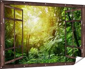 Affiche de jardin Gards Jungle tropicale transparente avec soleil - 180x120 cm - Toile de jardin - Décoration de jardin - Décoration murale extérieur - Tableau de jardin