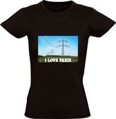 I Love Paris Dames T-shirt | Eiffeltoren | Frankrijk | Nederland | grappig