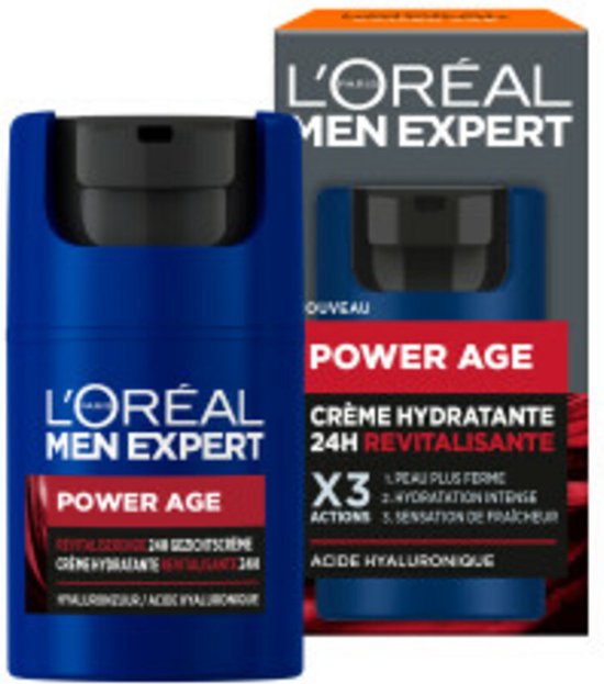 L'Oréal Men Expert Power Age Feuchtigkeitscreme Mit Hyaluronsäure – 50 Ml, Gegen Falten & Trockene Haut