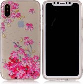 GadgetBay Roze bloemen doorzichtig iPhone X XS hoesje case cover