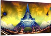 Schilderij Op Canvas Eiffeltoren - Blauw, Geel, Grijs - 120x70cm 1Luik - Foto Op Canvas - GroepArt 6000+ Schilderijen 0p Canvas Art Collectie - Wanddecoratie - Woonkamer - Slaapkamer - Canvas Print
