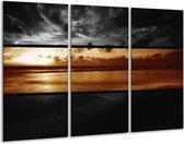 GroepArt - Schilderij -  Zee - Sepia, Bruin - 120x80cm 3Luik - 6000+ Schilderijen 0p Canvas Art Collectie