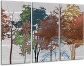GroepArt - Schilderij -  Natuur - Grijs, Bruin - 120x80cm 3Luik - 6000+ Schilderijen 0p Canvas Art Collectie