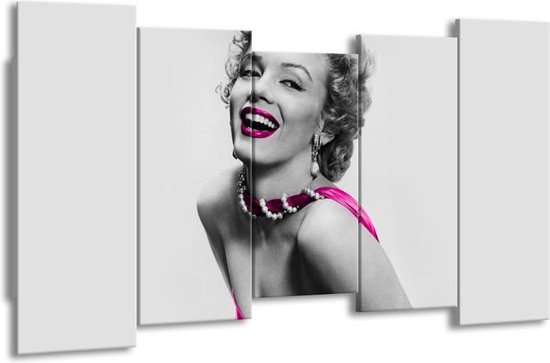 Canvas Schilderij Marilyn Monroe | Grijs, Roze, Zwart | | F006901