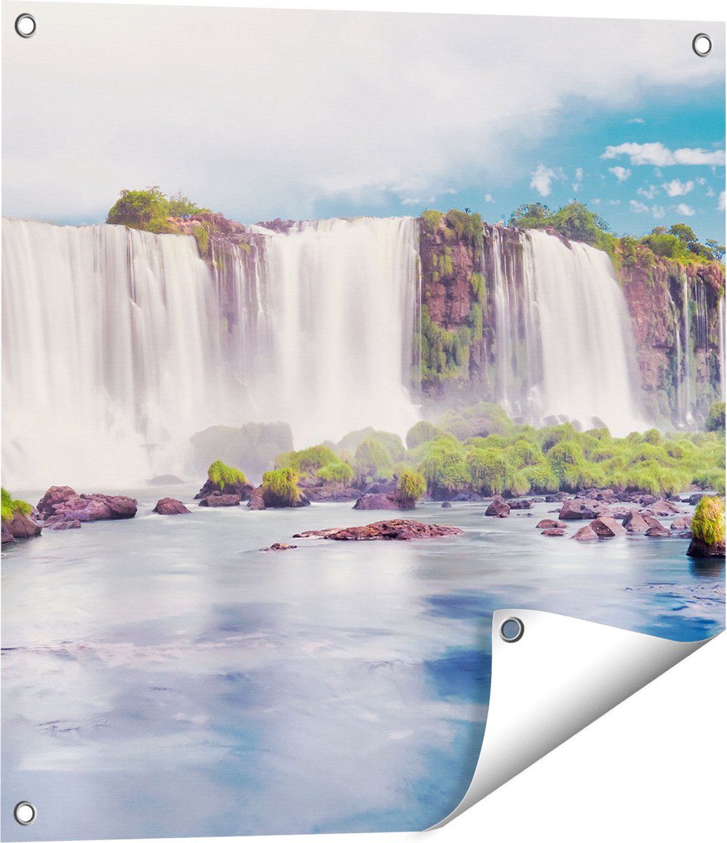 Gards Tuinposter Watervallen in Argentini� - 60x60 cm - Tuindoek - Tuindecoratie - Wanddecoratie buiten - Tuinschilderij Multikleur