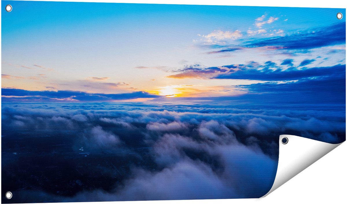 Gards Tuinposter Zonsondergang in de Wolken - 100x50 cm - Tuindoek - Tuindecoratie - Wanddecoratie buiten - Tuinschilderij Multikleur