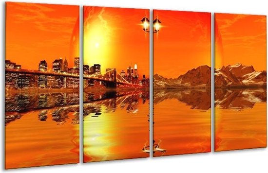 Glasschilderij Steden | Oranje, Rood, Geel | | Foto print op Glas |  F006162