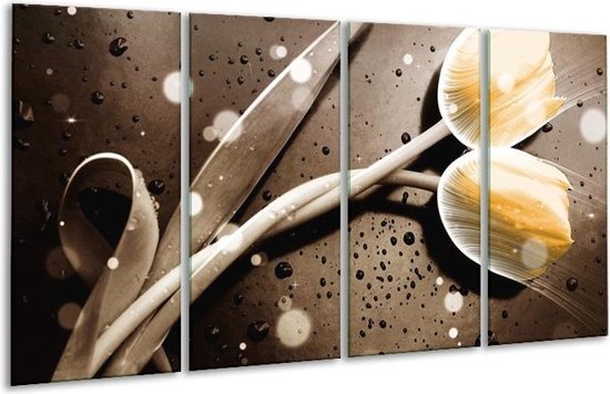 Peinture sur verre tulipe | Jaune, gris | 160x80cm 4 Liège | Tirage photo sur verre |  F005145