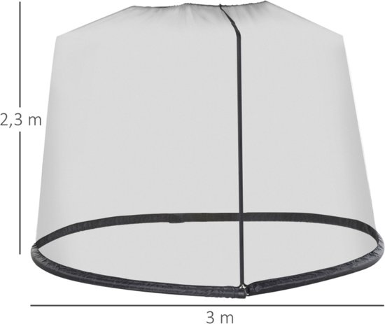 Muskietennet - Met verzwaarde rand voor Parasol - Muggennet - Parasolklamboe - Insectenhor - Klamboe - Parasol - Hor voor parasol - ø 3m x h 2.3 m