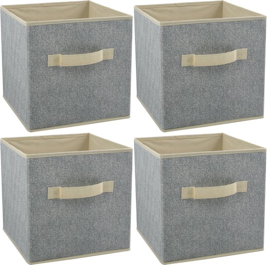 MSV Opbergmand kastmand 4x 18 Liter Grijs 26 X 26 X 26 Cm Bol Msv opbergmand kastmand 4x 18 liter grijs 26 x 26 x 26 cm bol
