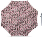 Parasol - imprimé léopard rose - D160 cm - sac de transport inclus - piquet de parasol - 49 cm