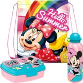 Boîte à lunch Disney Minnie Mouse pour enfants - 3 pièces - rose - sac de sport/cartable inclus