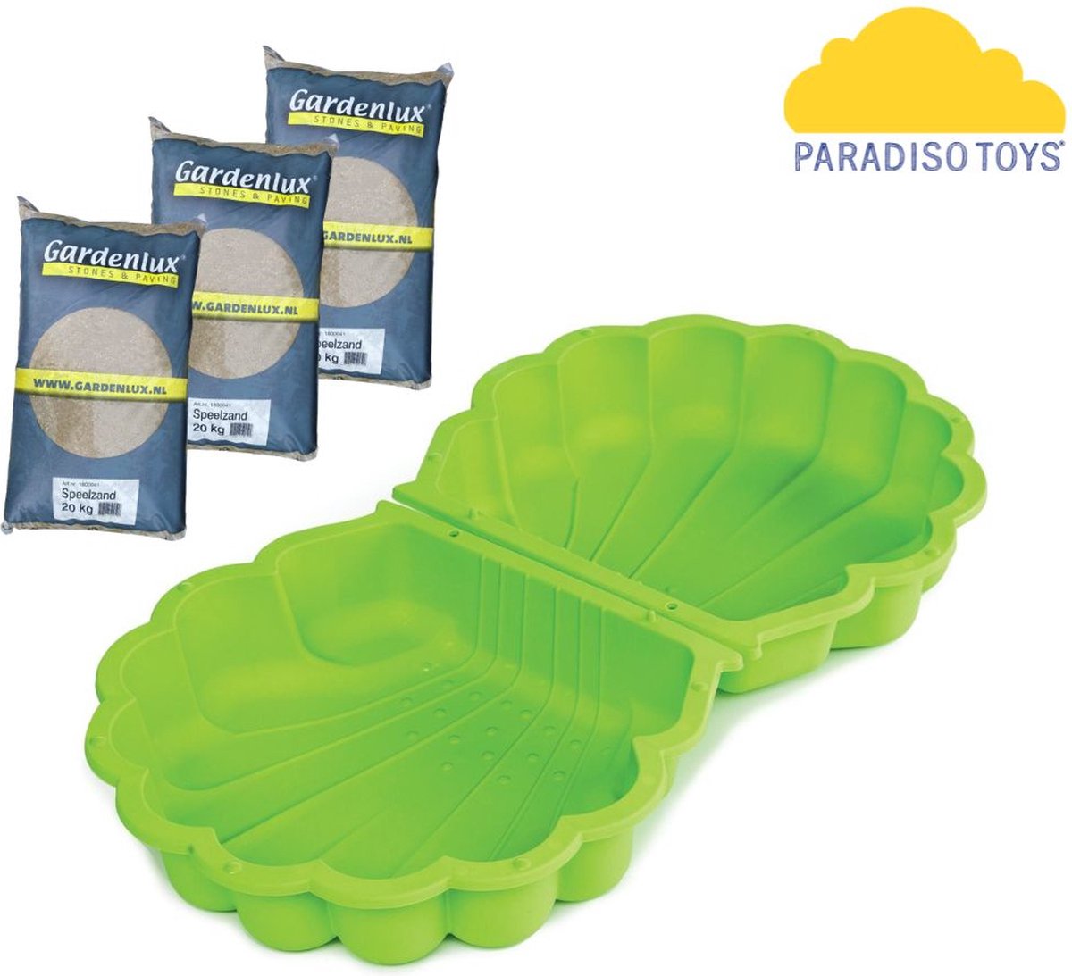 Paradiso Toys Zandbak - Schelpenset Groen - Inclusief 60kg zand