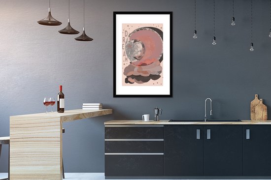 Fotolijst incl. Poster - Tekst - Dream - Pastel - Maan - Design - 60x90 cm - Posterlijst