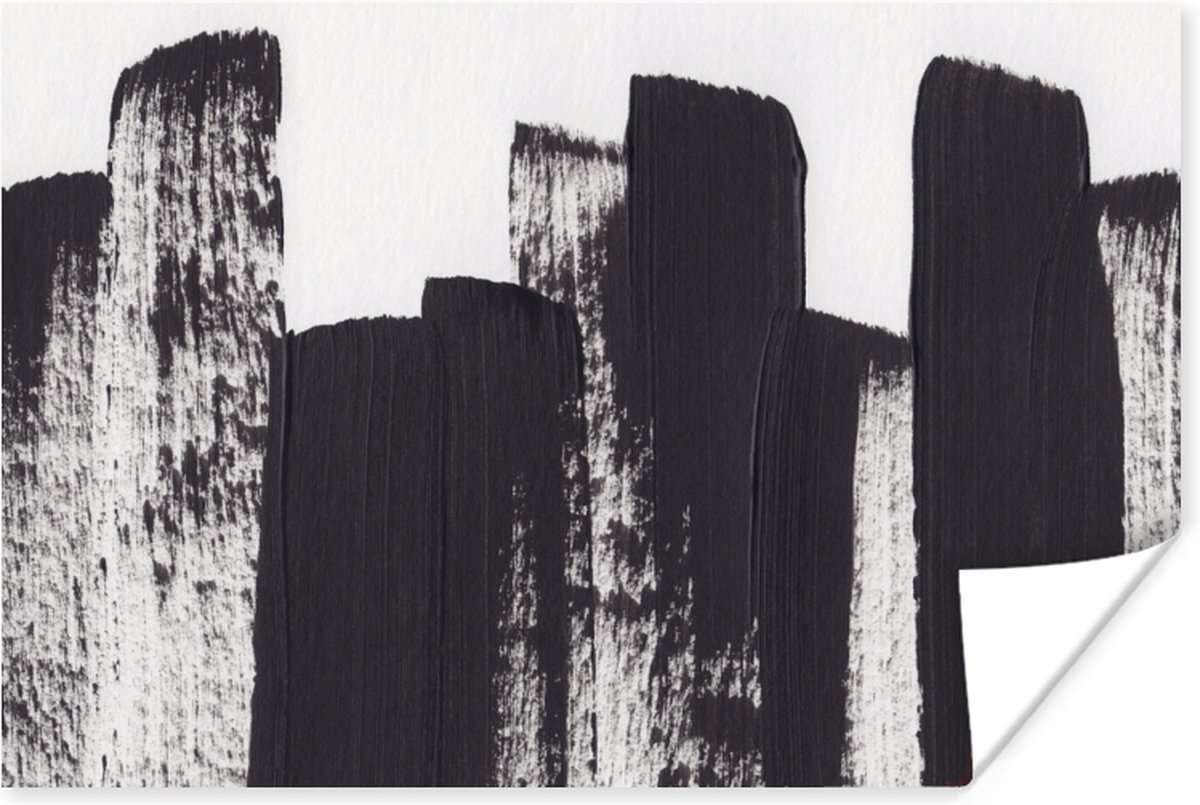 Poster Verf - Abstract - Zwart - Wit - 60x40 cm
