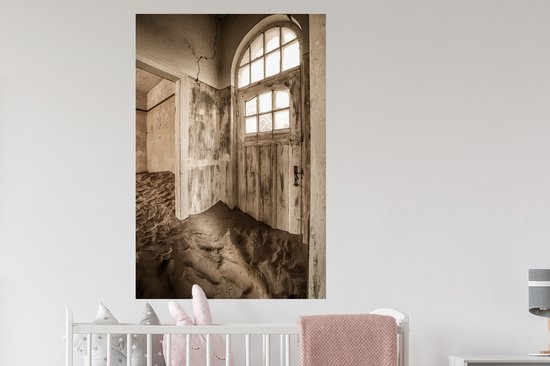 Stickers muraux - Film autocollant - Maison - Sable - Porte - Architecture - 80x120 cm - Film adhésif - Stickers muraux chambre d'enfant - Papier peint autocollant - Papier peint autocollant - Film autocollant