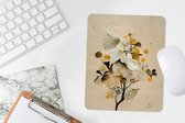 Muismat - Mousepad - Bloemen - Planten - Goud - Vintage - 19x23 cm - Muismatten