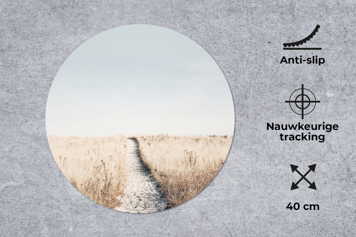 Muismat rond 40x40 cm - Mousepad Pad - Zand - Planten - Natuur - Ronde muismatten