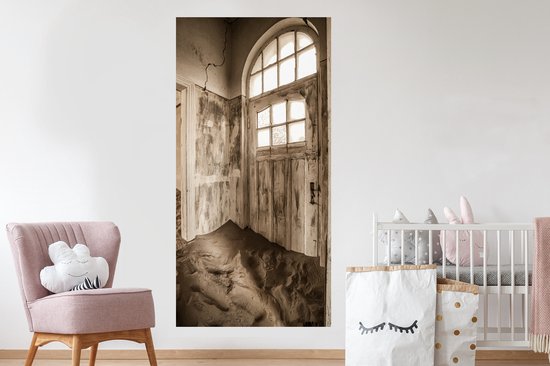 Stickers muraux - Sticker Foil - Maison - Sable - Porte - Architecture - 80x160 cm - Film Adhésif - Stickers muraux Chambre Enfant - Papier Peint Auto Adhésif