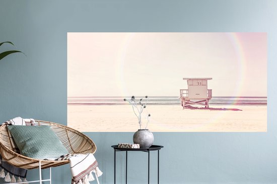 Muurstickers - Sticker Folie - Strand - Hut - Zon - Zee - Zomer - 120x60 cm - Plakfolie - Muurstickers Kinderkamer - Zelfklevend Behang - Zelfklevend behangpapier - Stickerfolie