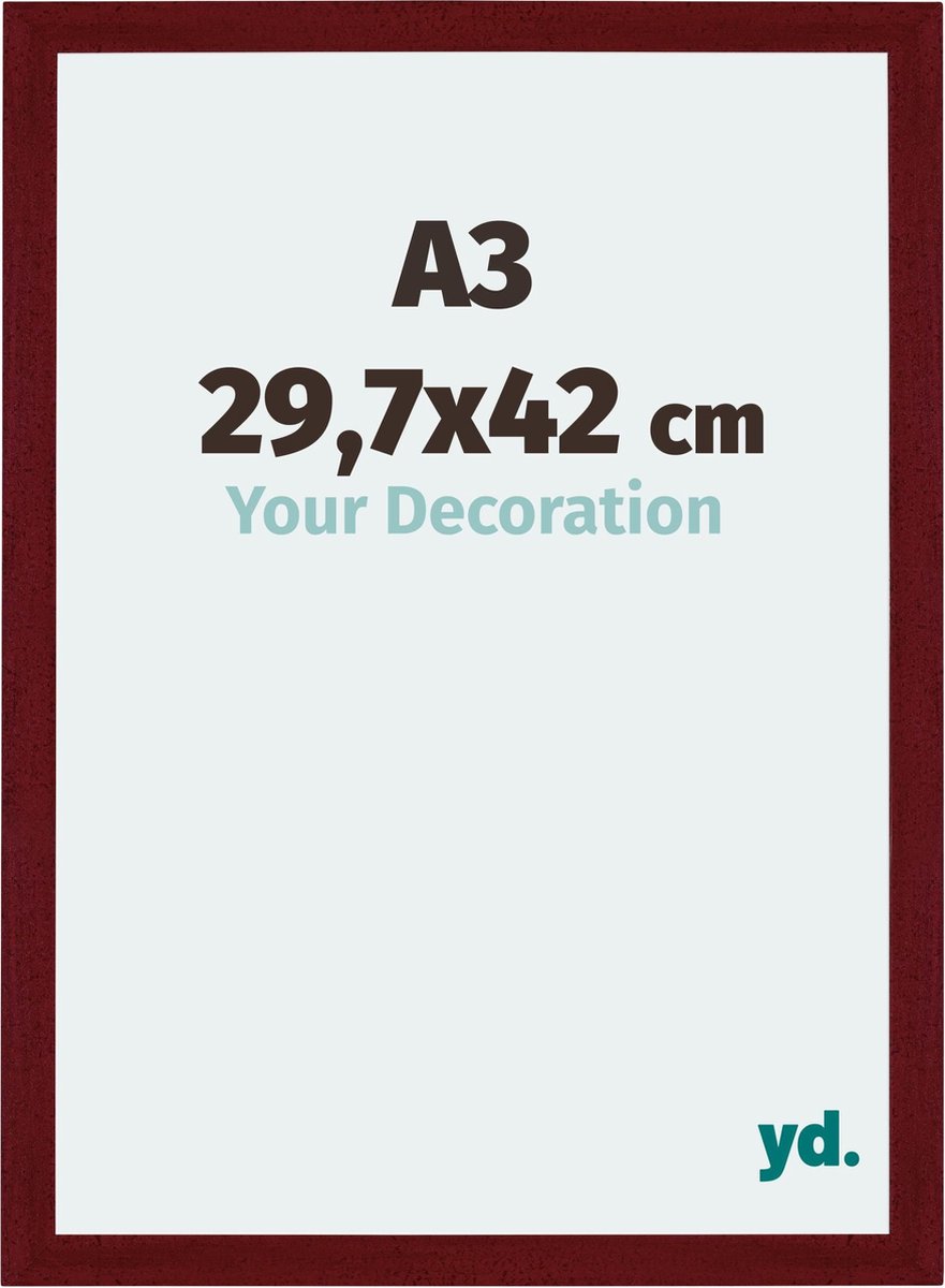 yd. Your Decoration - Fotolijst A3 29,7x42 cm - MDF - Wijnrood Geveegd - Mura