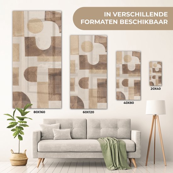 MuchoWow® Peinture sur verre 60x120 cm - Peinture sur verre acrylique - Abstrait - Puzzle - Formes - Couleurs - Photo sur verre - Peintures