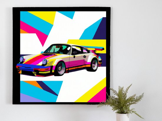 Geometric Porsche Prismatic Pop. kunst - 40x40 centimeter op Canvas | Foto op Canvas - wanddecoratie
