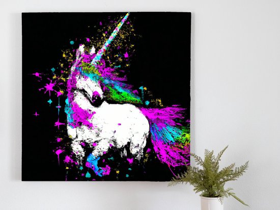 Unified unicorn | Unified Unicorn | Kunst - 60x60 centimeter op Canvas | Foto op Canvas - wanddecoratie schilderij